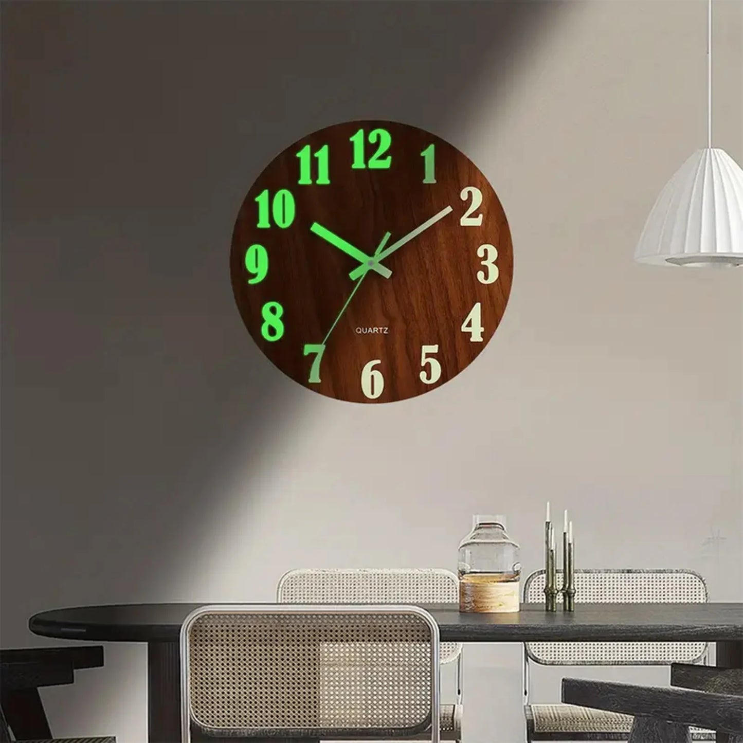 12 Inch Wooden Luminous Wall Clock