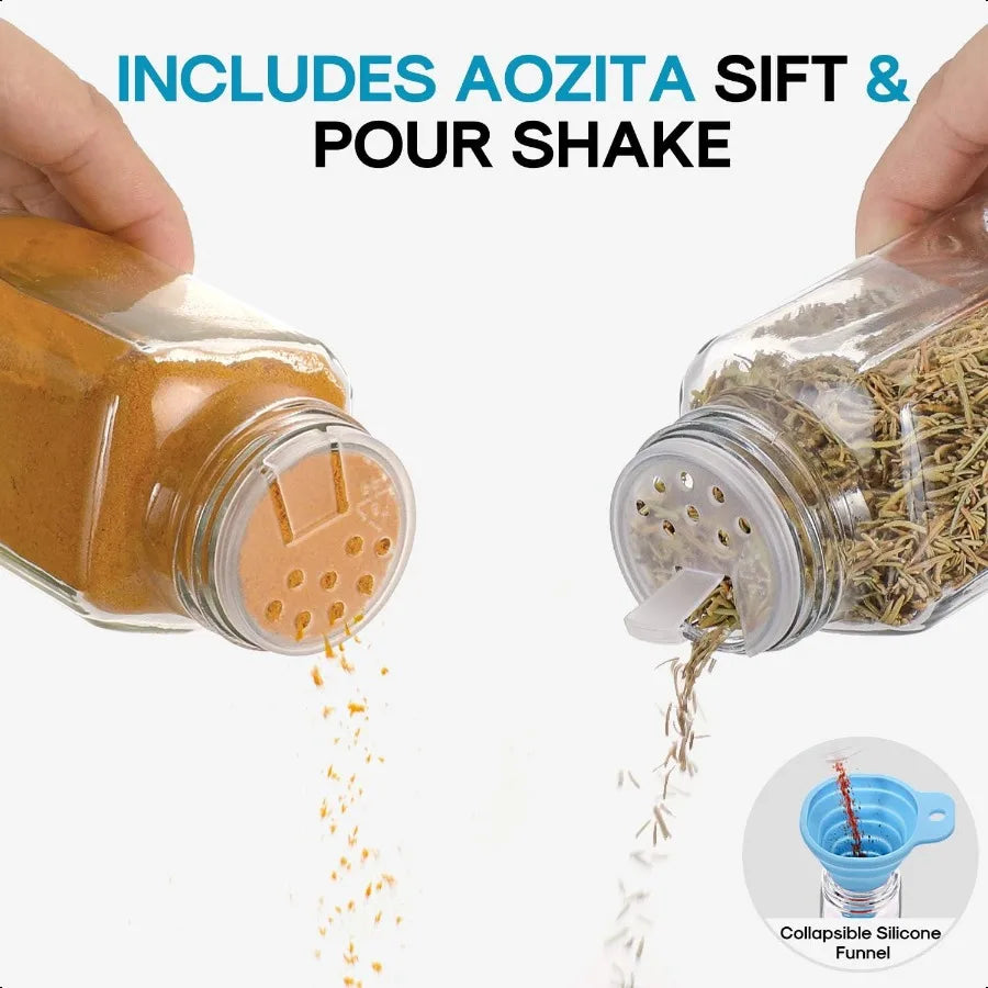 14-Peice Glass Spice Jar Set