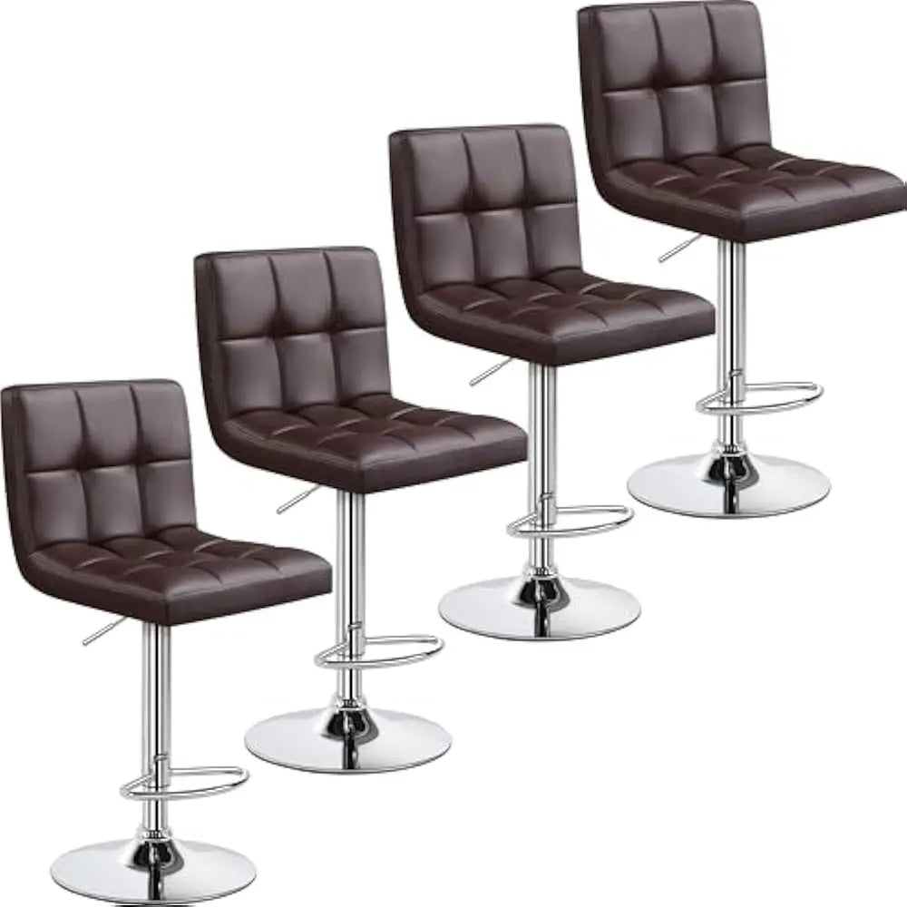 Set of 2 Adjustable PU Leather Swivel Barstools