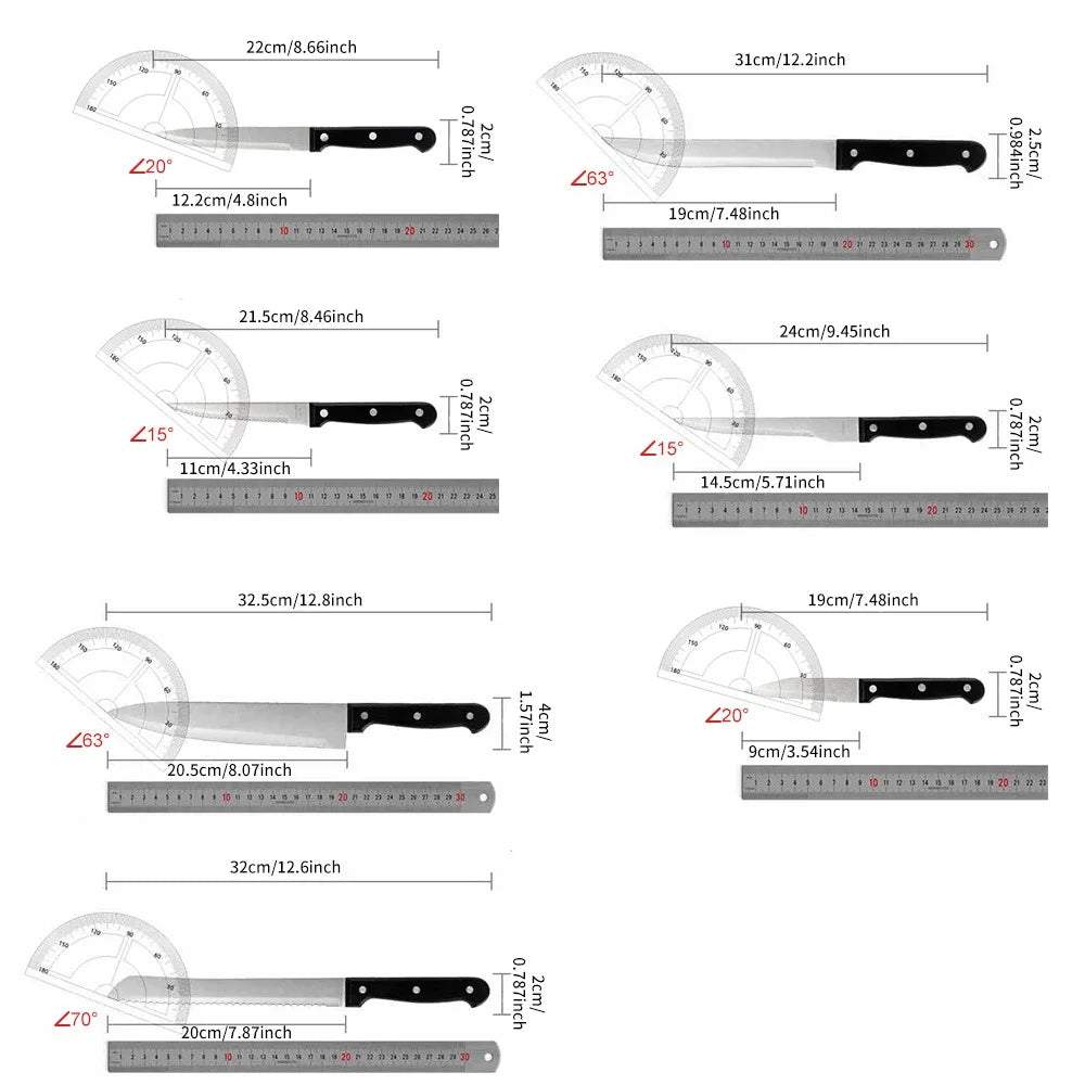 15pcs Stainless Steel Chef Knife Set