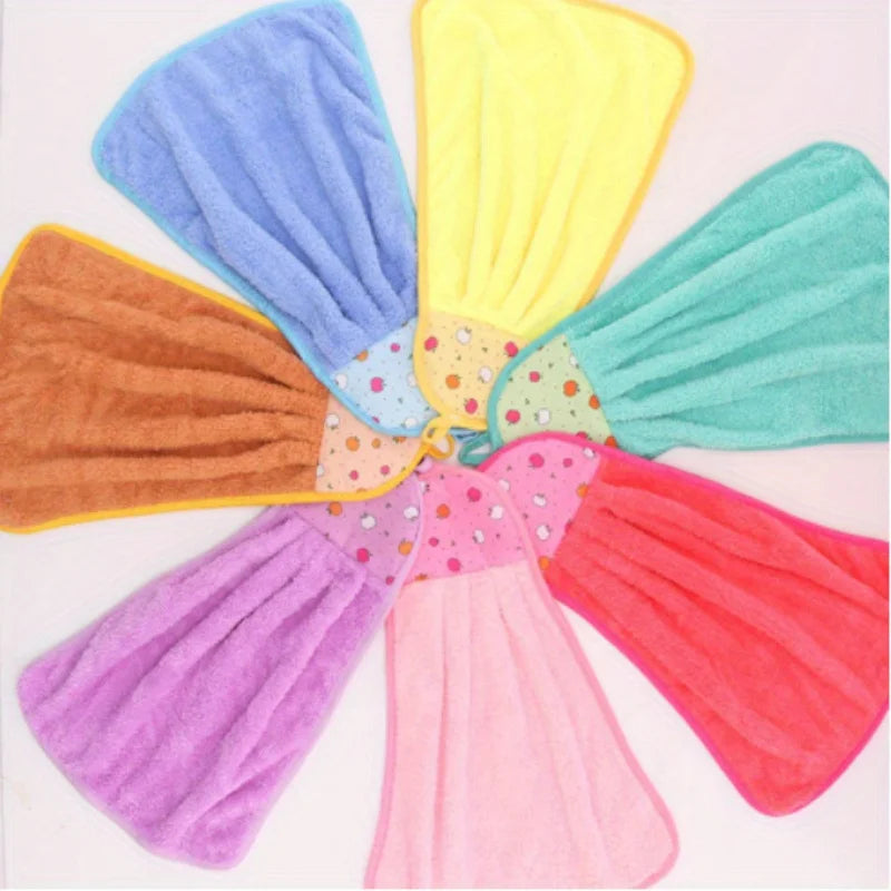 4pcs Coral Velvet Bathroom Hanging Soft Hand Towel