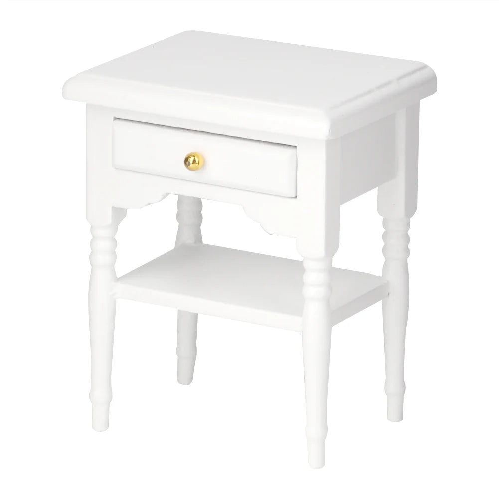 White Wood Bedside Table