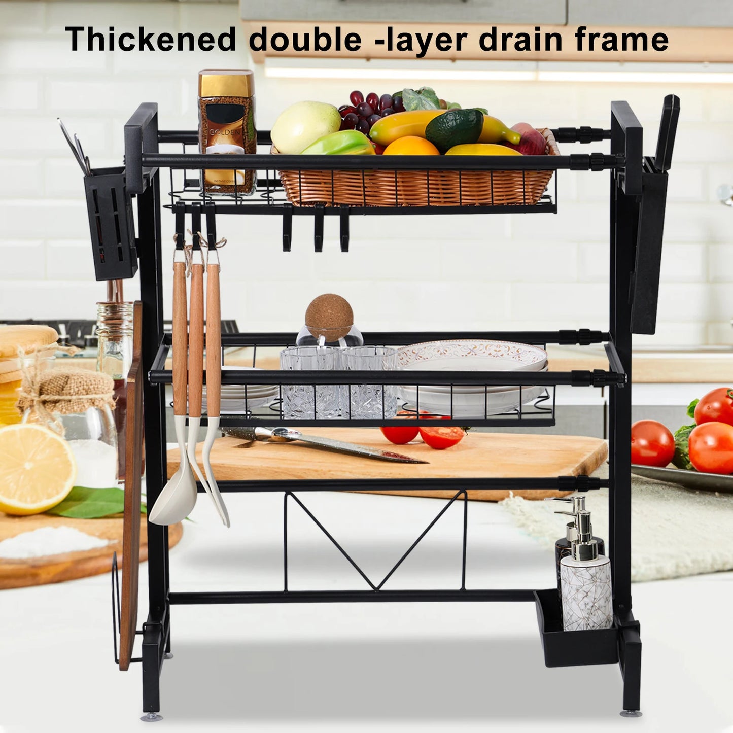 2 Tier Above Sink Adjustable Draining Rack