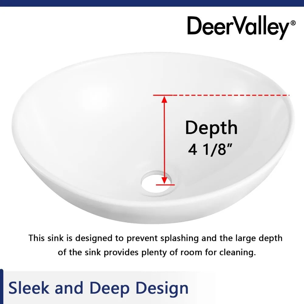 16" x 13" Oval White Ceramic Sink