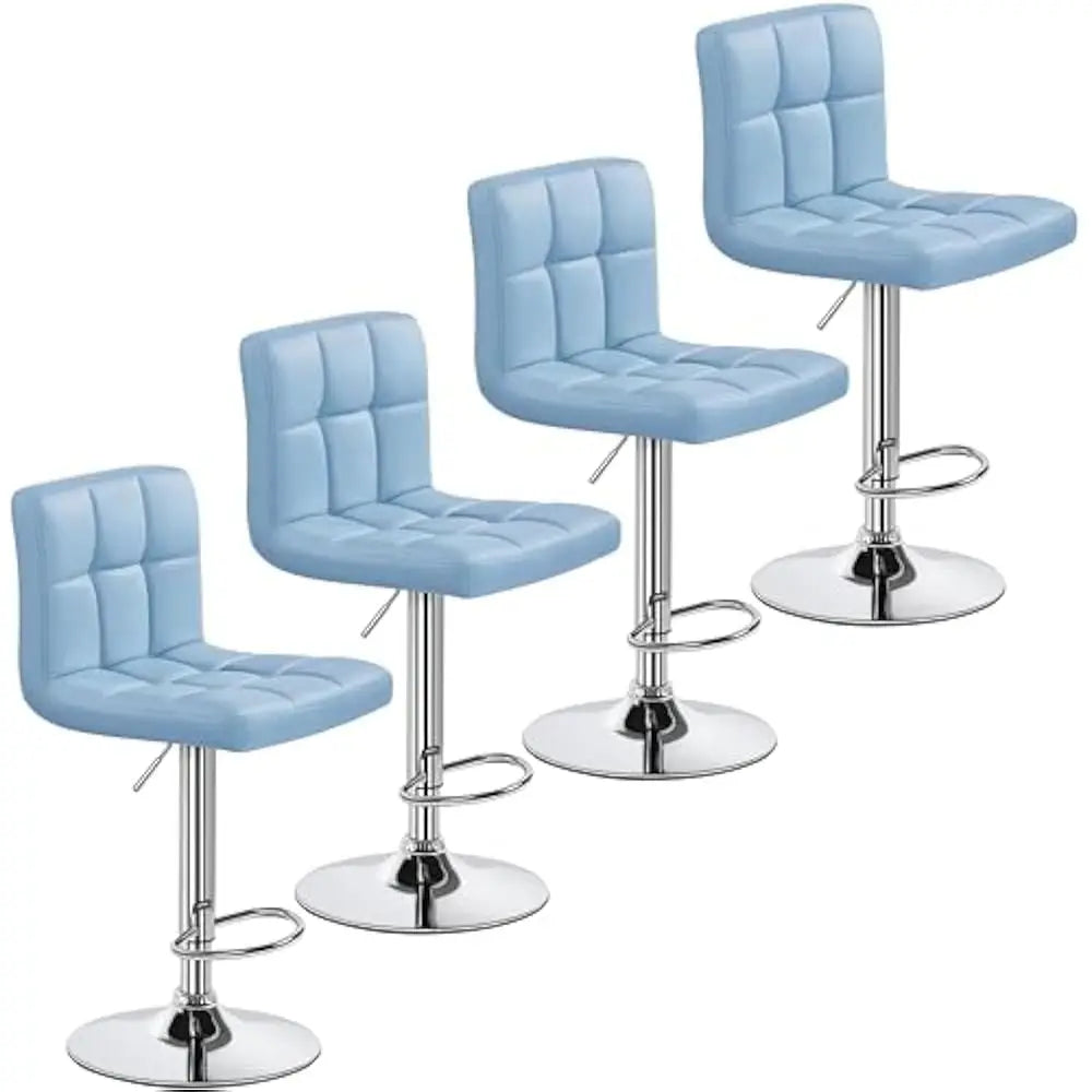 Set of 2 Adjustable PU Leather Swivel Barstools
