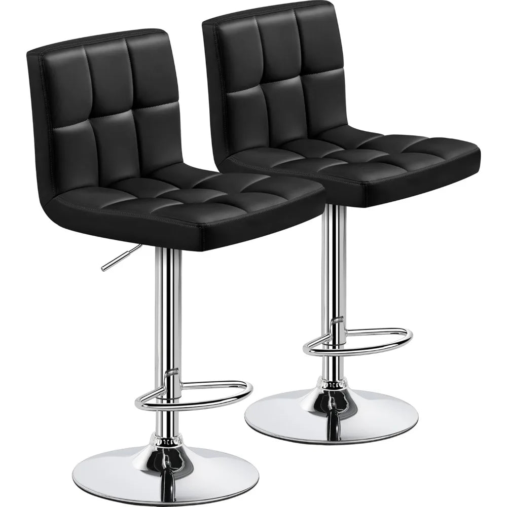 Set of 2 Adjustable PU Leather Swivel Barstools