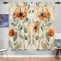 2Pcs Floral Curtains Orange Poppy Pattern