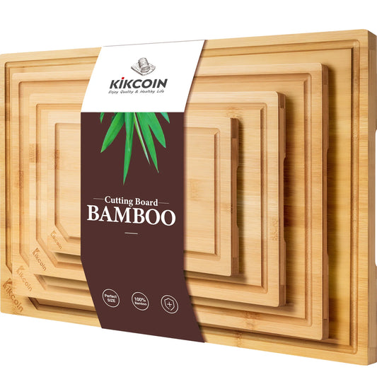 4-piece extra large kitchen bamboo cutting board set