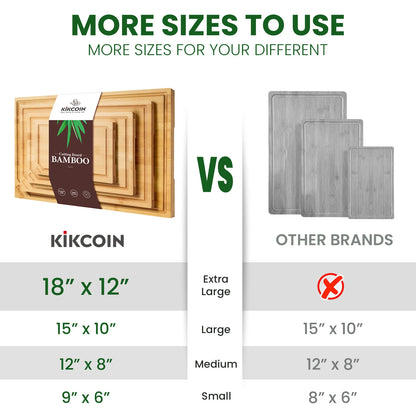 4-piece extra large kitchen bamboo cutting board set
