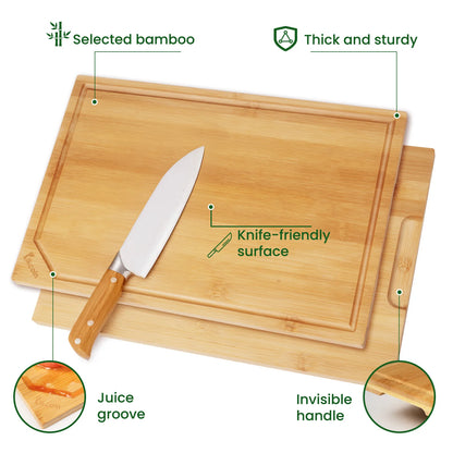 4-piece extra large kitchen bamboo cutting board set