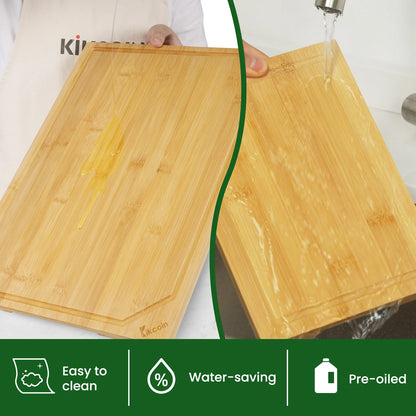 4-piece extra large kitchen bamboo cutting board set