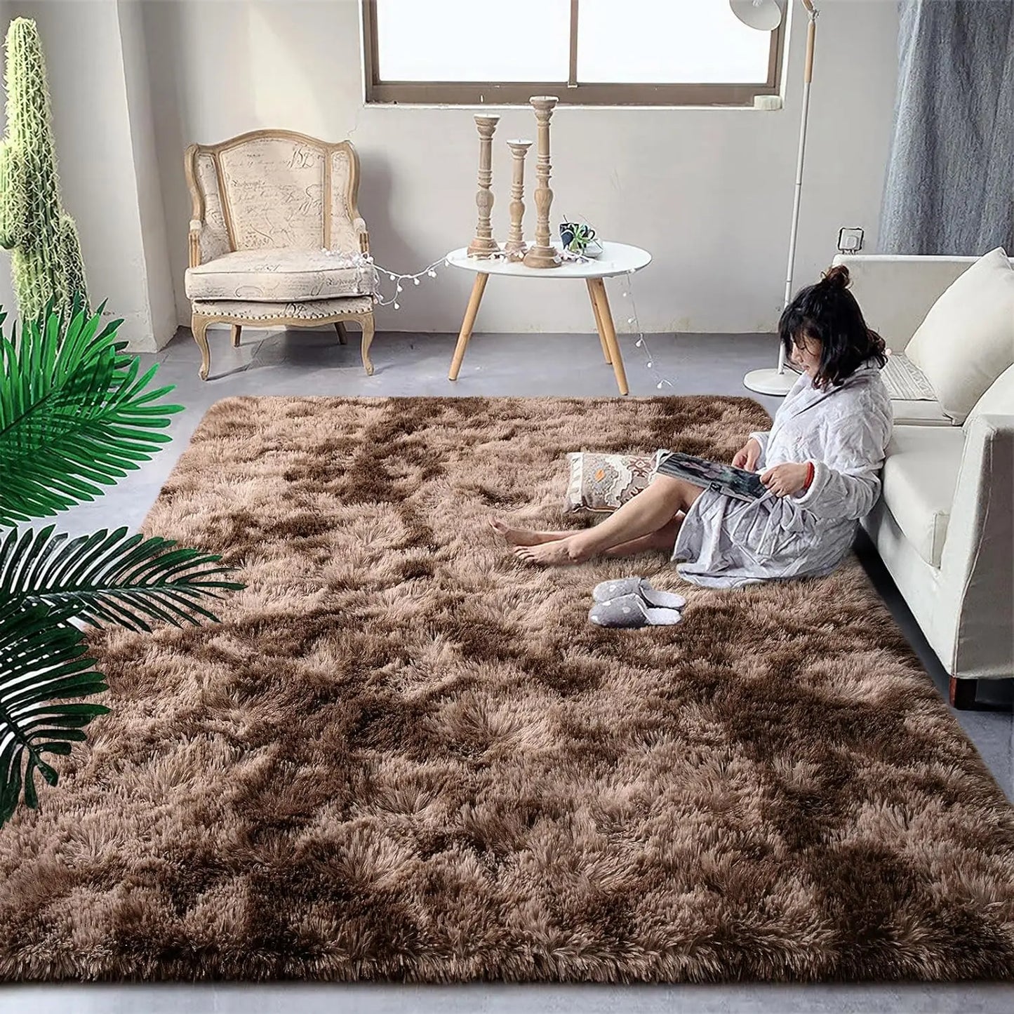 Soft Fluffy Rainbow Rugs for Bedroom, Plush Carpet