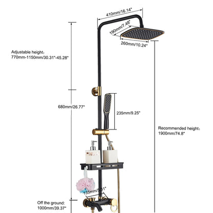 Full Shower Set Bathroom Black Bathtub Wall Mount
