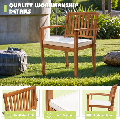 5 Piece Outdoor Acacia Wood Dining Set