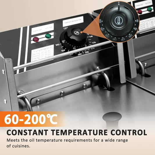 Commercial Deep Fryer with Basket, 12.7QT/12L, Stainless Steel