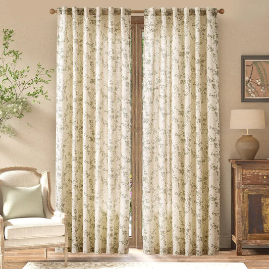 2 Panel Linen Curtains French Country Farmhouse