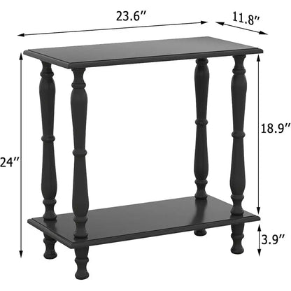 2-Tier Narrow Wooden End Table