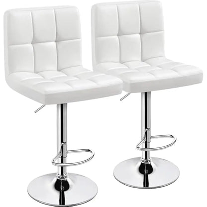 Set of 2 Adjustable PU Leather Swivel Barstools