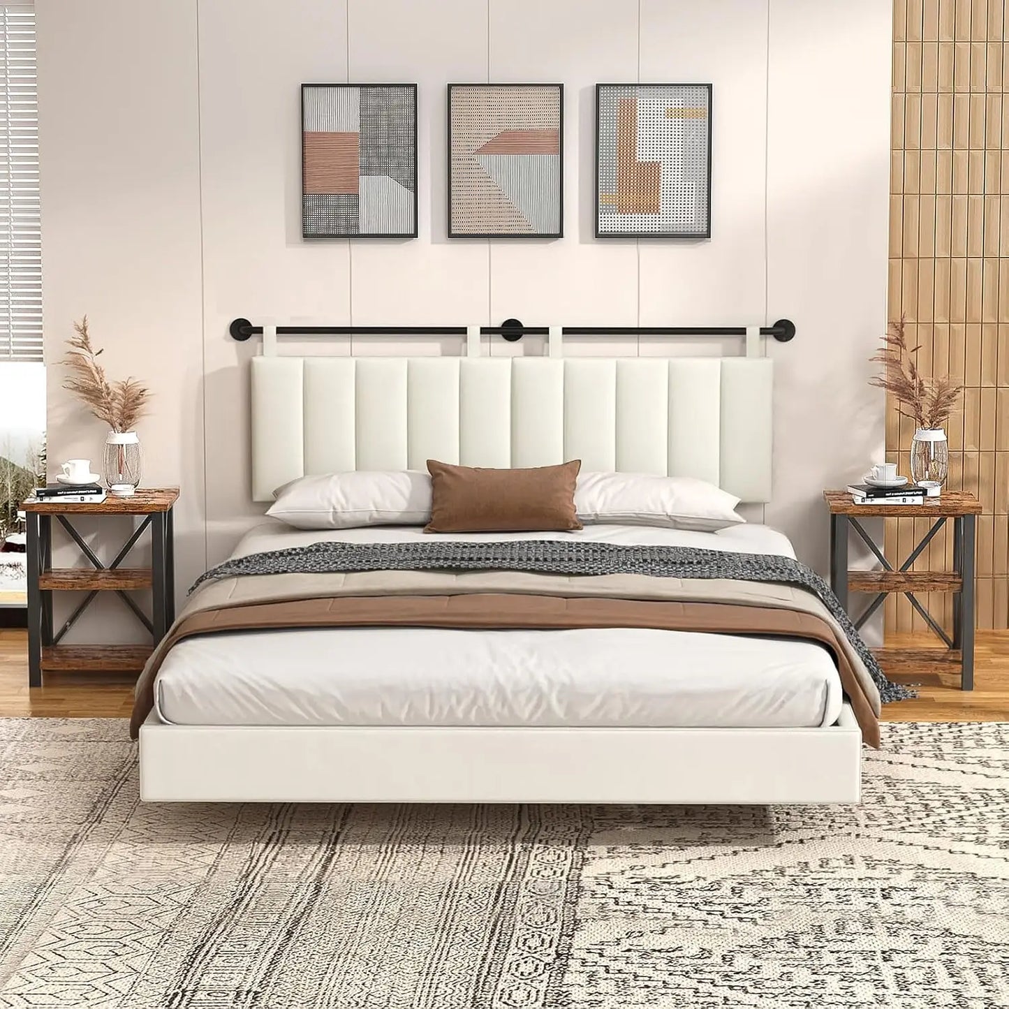 Headboard Wall Mounted Headboards for Bed with Linen Upholstery Hanging Headboard for Bedroom