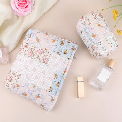 2Pcs Quilted Makeup Bag