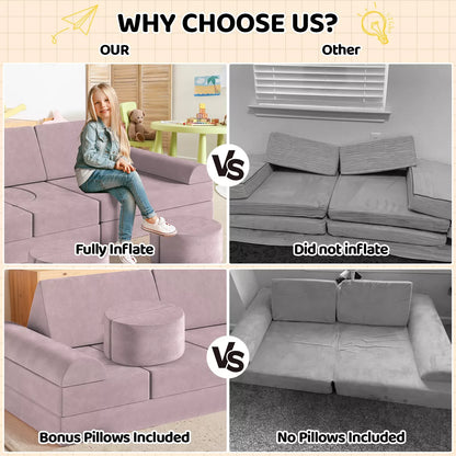 Modular Kids Play Couch Convertible Foam & Floor Cushion