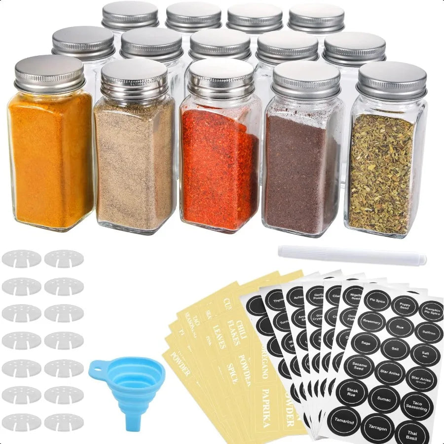 14-Peice Glass Spice Jar Set