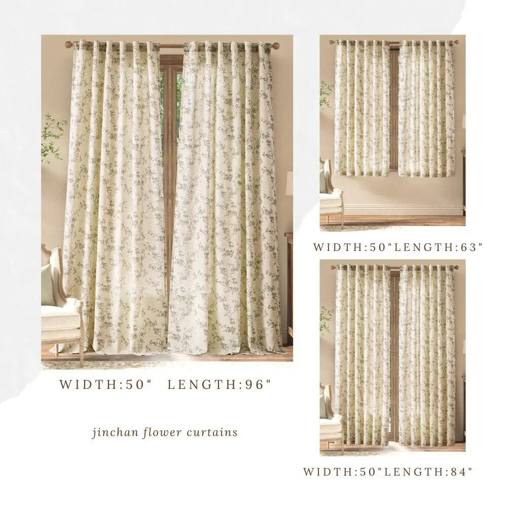 2 Panel Linen Curtains French Country Farmhouse