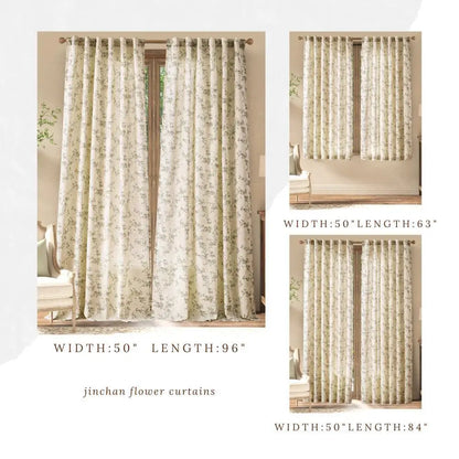 2 Panel Linen Curtains French Country Farmhouse
