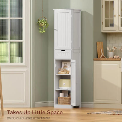 67" H Tall Narrow Bathroom Cabinet with Adjustable Shelves