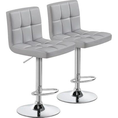 Set of 2 Adjustable PU Leather Swivel Barstools