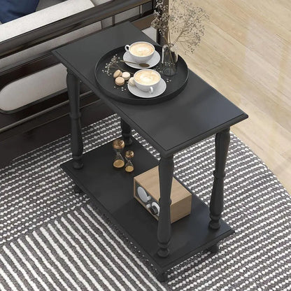 2-Tier Narrow Wooden End Table