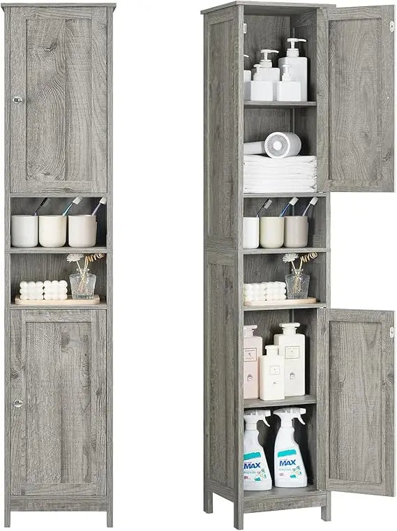 67" H Tall Narrow Bathroom Cabinet with Adjustable Shelves