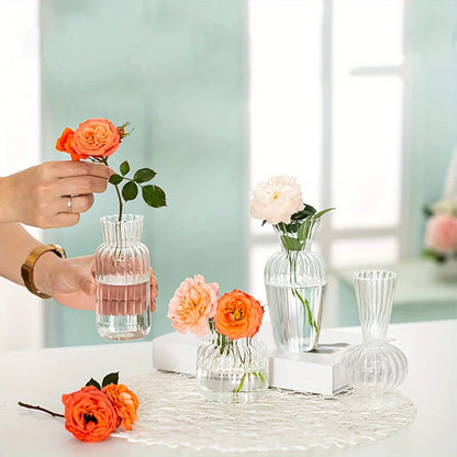 8/16 Pieces of Modern Transparent Glass Vase Set