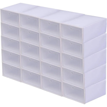 20 Pack Shoe Box Stackable Shoe Organizer