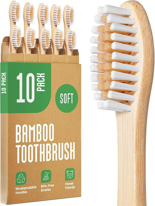Biodegradable bamboo toothbrush 10 packs