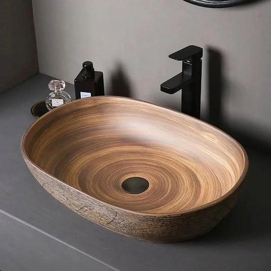 23" Oval Vessel Retro Ceramic Sink