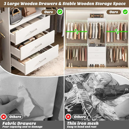 Closet Organizer with 3 Wooden Drawers