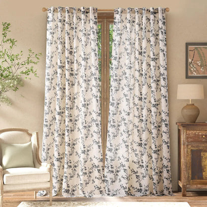 2 Panel Linen Curtains French Country Farmhouse
