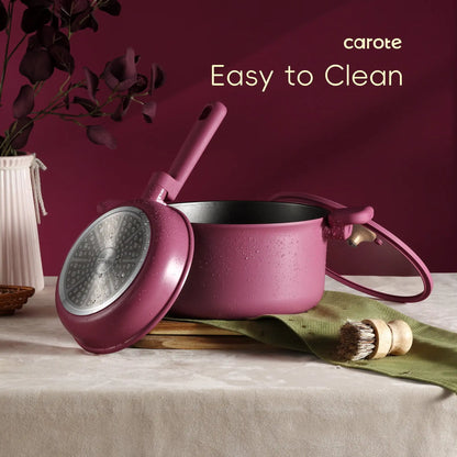 17 Pcs, Rose Pink Kitchen Cookware Set
