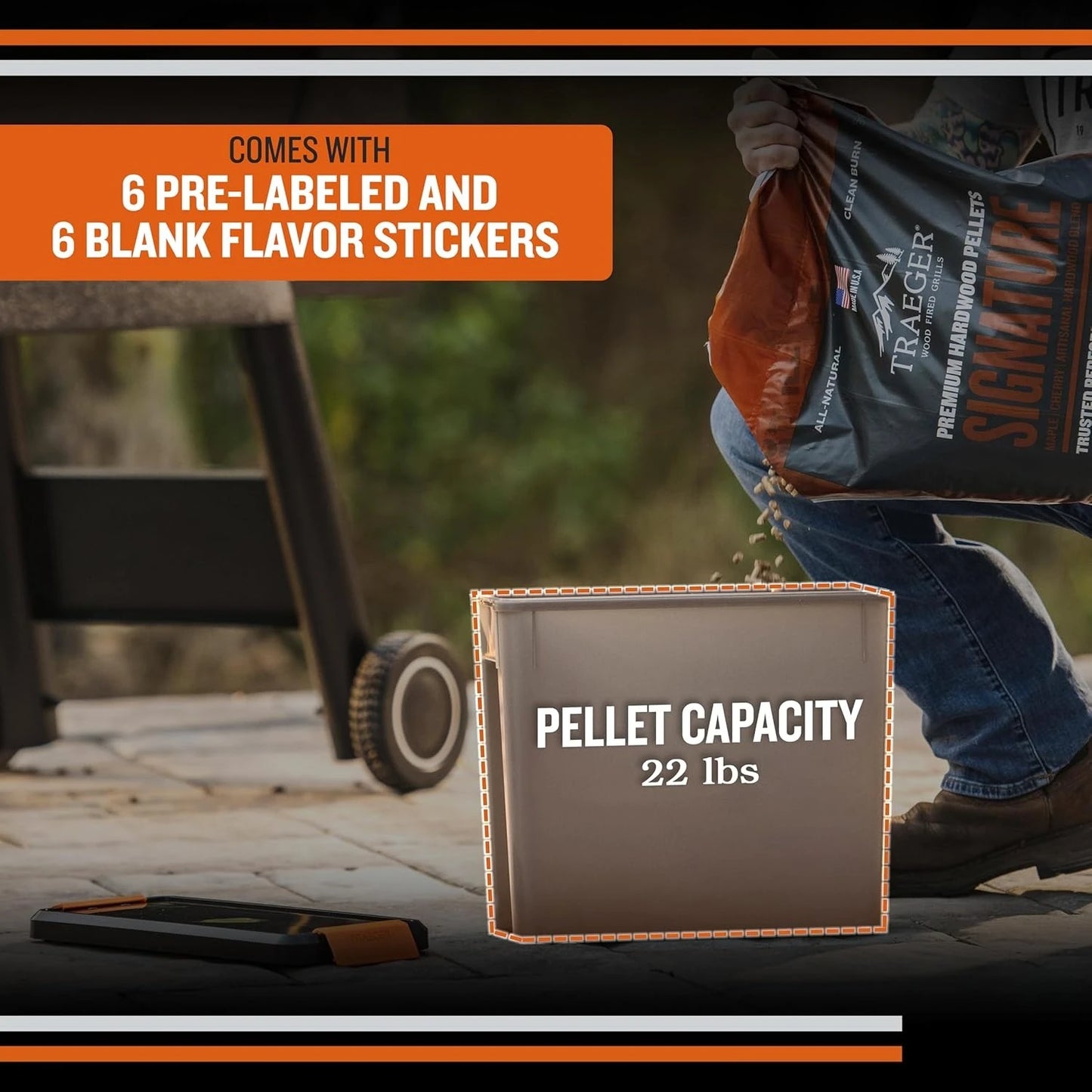 Grill Pellet Storage Bin with Locking Lid, 22lb Capacity