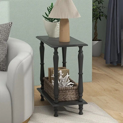 2-Tier Narrow Wooden End Table