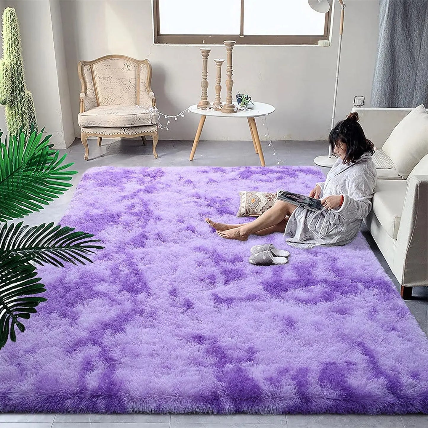 Soft Fluffy Rainbow Rugs for Bedroom, Plush Carpet