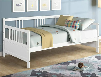 Wooden Sofa Bed with Rails, Twin Size Platform Bed Frame