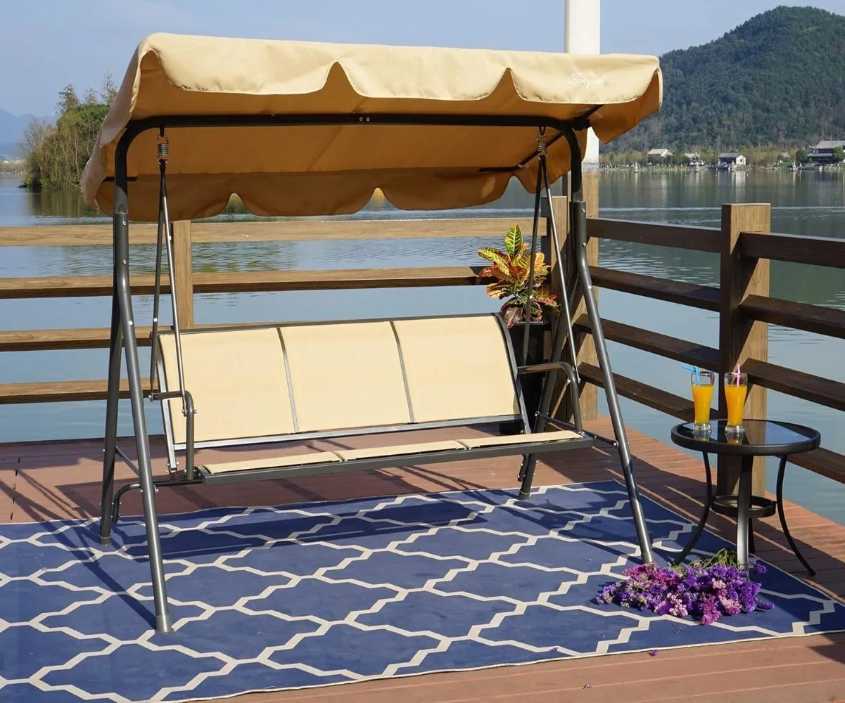 3-Person Canopy Porch Swing w/Adjustable Shading