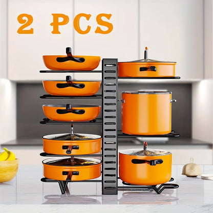 2 Pack Adjustable Pot Lid Holders & Pan Rack