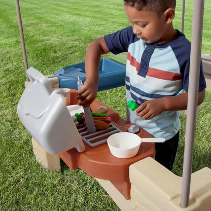 Playtime Patio with Canopy, Indoor and Outdoor Kitchen Playset