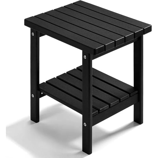 2-Tier Adirondack Square Side Table, 17" Outdoor Weather Resistant