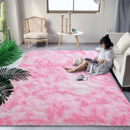 Soft Fluffy Rainbow Rugs for Bedroom, Plush Carpet