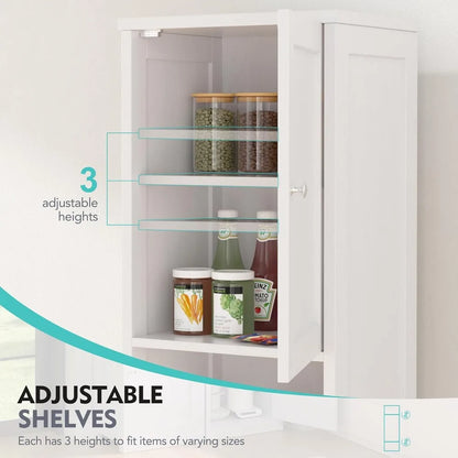 64”H Narrow Storage Unit for Small Spaces, Freestanding with Adjustable Shelves
