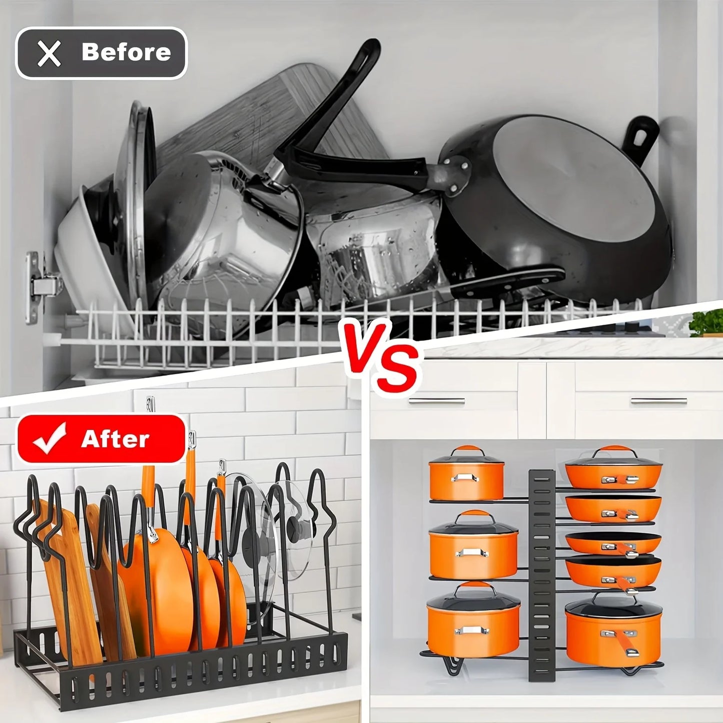 2 Pack Adjustable Pot Lid Holders & Pan Rack